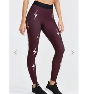 Ultracor Maroon High Waist Lighting Bolt Legging
